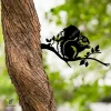 Squirrel Eating Nut On Branch Rusty Metal Tree Stake, Squirrel Plasma Cut Garden Art