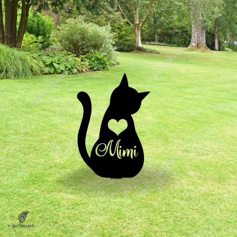 Personalized Memorial Cat Metal Garden Sign, Cat Silhouette Stake For Mom