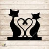 Couple Cat Heart Tails Metal Art, Modern Wedding Decoration