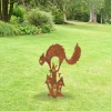 Rusted Spooky Cat On Haunted Castle Metal Garden Art, Halloween Decorative Yard Sign