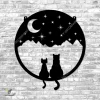 Couple Cat And Starry Night Metal Art, Bedroom Decor Gift For Lovers