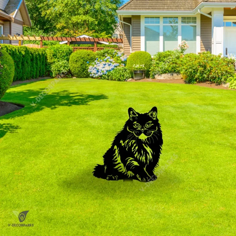 British Longhair Cat Metal Garden Sculpture, British Longhair Backyard Decoration