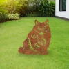 Rusty British Longhair Cat Metal Garden Art, British Longhair Cut Artwork