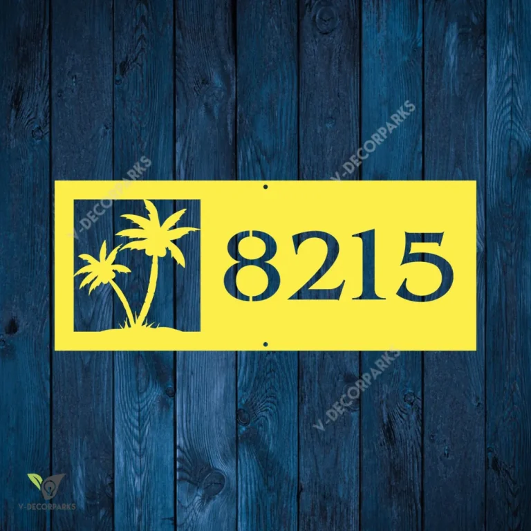 Custom Address Palm Trees Beach House Metal Wall Decoration, Palm Trees Large Wall Hanging