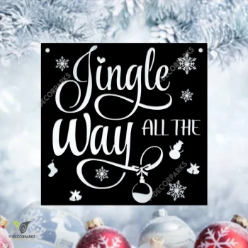 Jingle All The Way Christmas Metal Sign, Holiday Living Room Decor Metal Sign