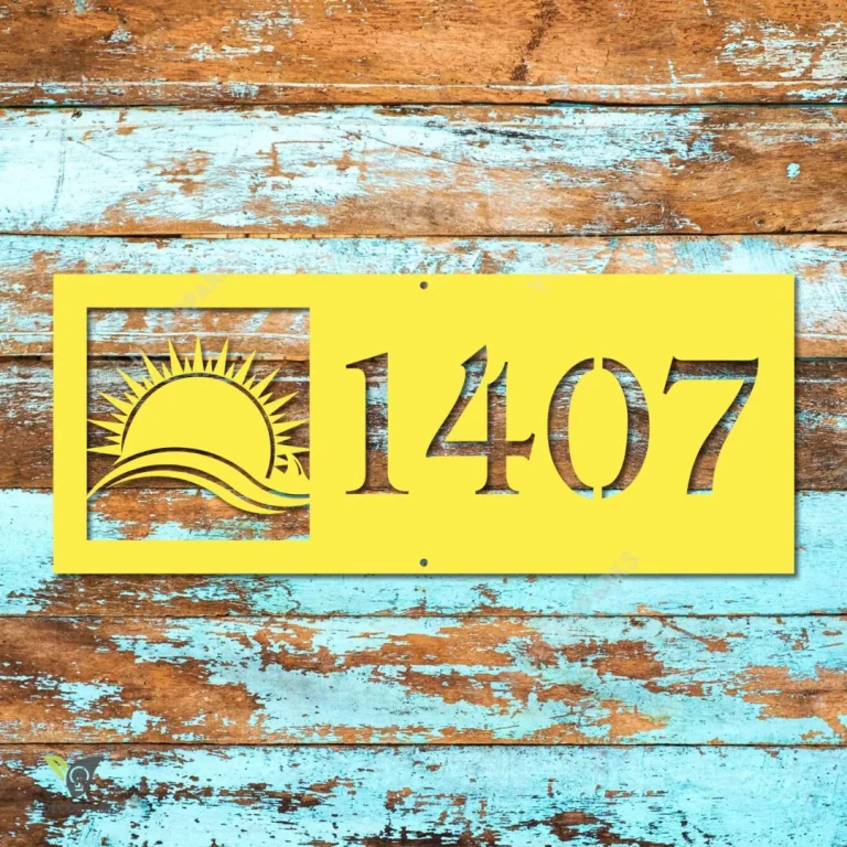 Personalized Address Sunrise On Beach Metal Sign, Sun, Sunset Extra Large Plaque