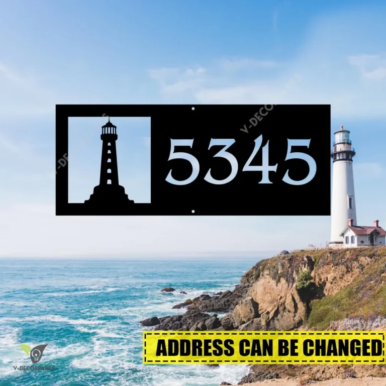 Customized Address Lighthouse Beach Metal Art, Lighthouse Cape Small Decor