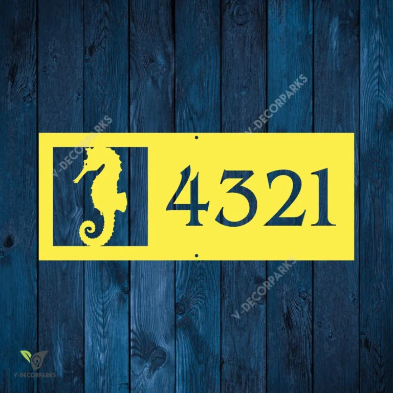 Custom Address Seahorse Summer Beach Metal Wall Art, Seahorse Sea Decorative Accent