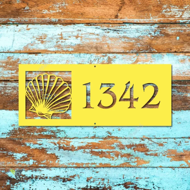 Personalized Address Seashell Beach Holiday Metal Wall Decor, Seashell, Shells Evergreen Decoration