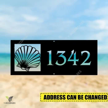 Personalized Address Seashell Beach Holiday Metal Wall Decor, Seashell, Shells Evergreen Decoration
