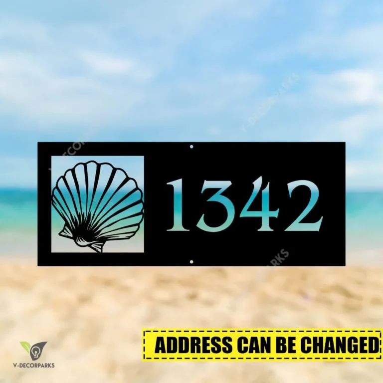 Personalized Address Seashell Beach Holiday Metal Wall Decor, Seashell, Shells Evergreen Decoration