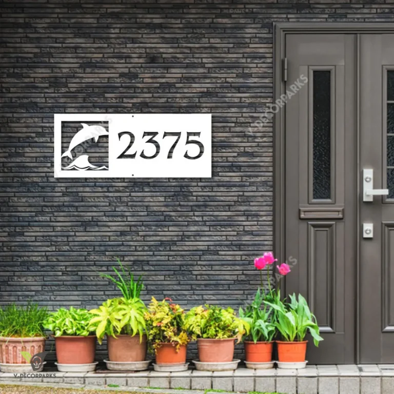 Customized Address Jumping Dolphins Beach Metal Wall Decoration, Jumping Dolphins Laser Cut Plaque