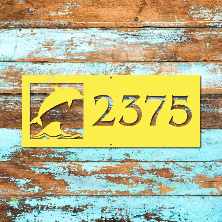 Customized Address Jumping Dolphins Beach Metal Wall Decoration, Jumping Dolphins Laser Cut Plaque