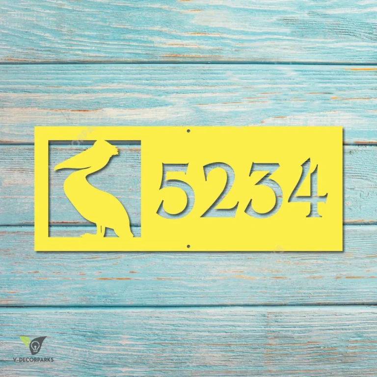 Custom Address Pelican Bird Beach Metal Sign, Pelican Coastal Stainless Decor