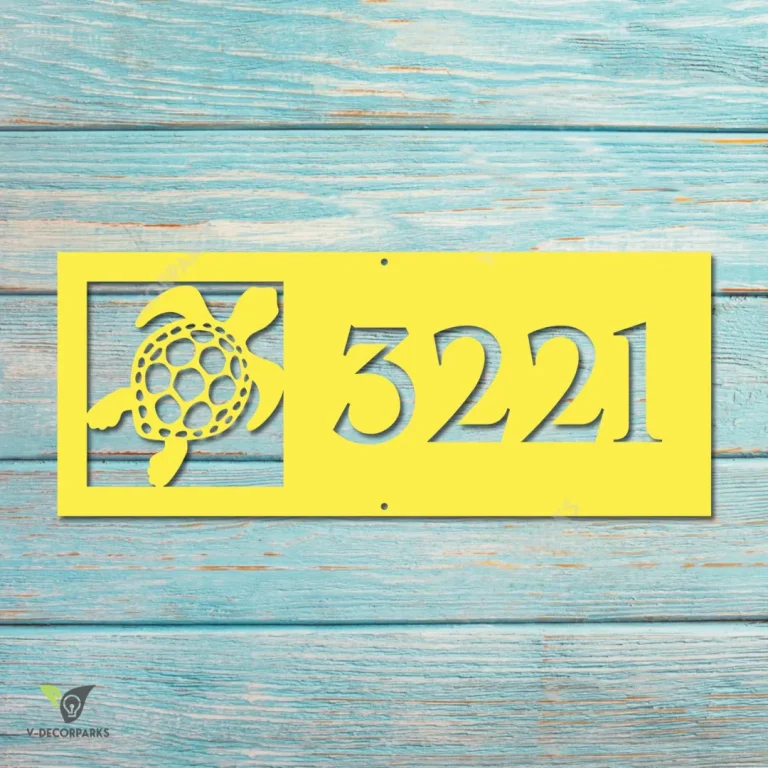 Personalized Address Sea Turtle Beach House Metal Art, Turtle Iron Porch Accent