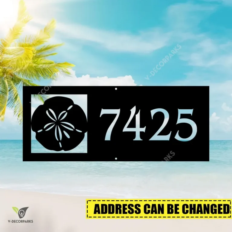 Customized Address Sand Dollar Beach Metal Sign, Sand Dollar Welded Artwork For Her