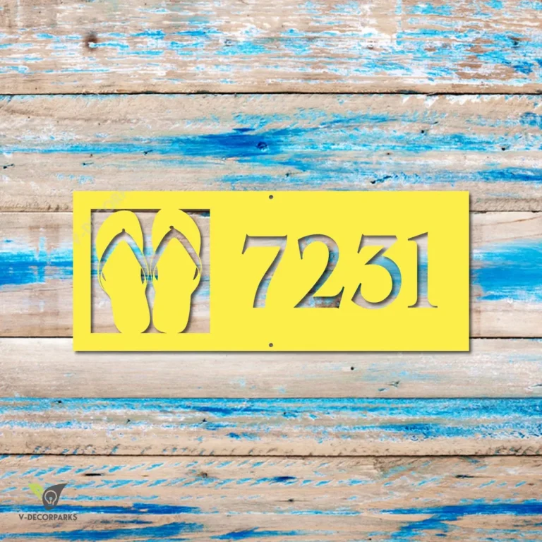Customized Address Flip-flops Beach Metal Wall Decor, Flip Flop Coast Cut Decoration