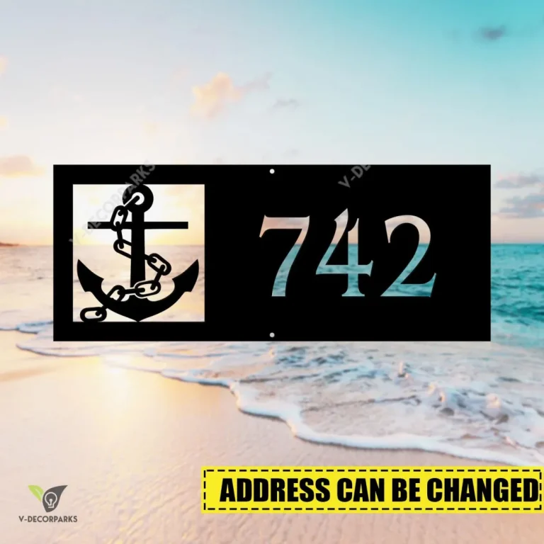 Custom Address Anchor Beach Metal Wall Decoration, Anchor Fishing Ship Cutout Plaque