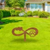 Rusty Infinity Dog Paw, Cat Paw And Hearts Metal Garden Decor, Pet Exterior Sign