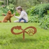 Rusty Infinity Dog Paw, Cat Paw And Hearts Metal Garden Decor, Pet Exterior Sign