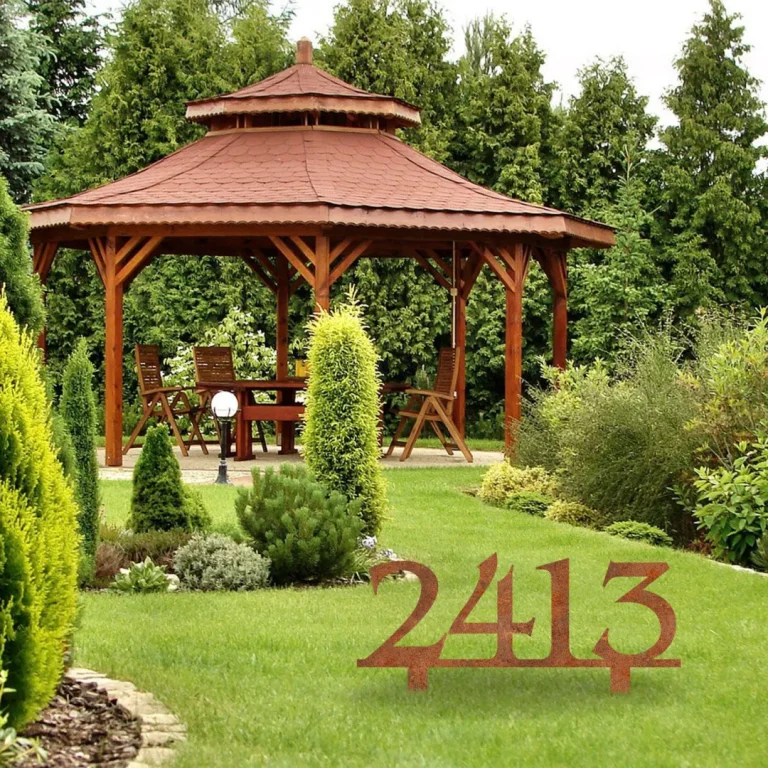 Custom Address Rusted Metal Sign, Address Oversized Backyard Stake