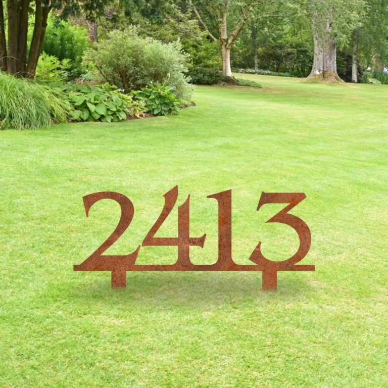 Custom Address Rusted Metal Sign, Address Oversized Backyard Stake