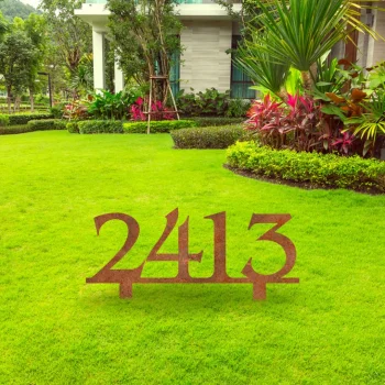 Custom Address Rusted Metal Sign, Address Oversized Backyard Stake