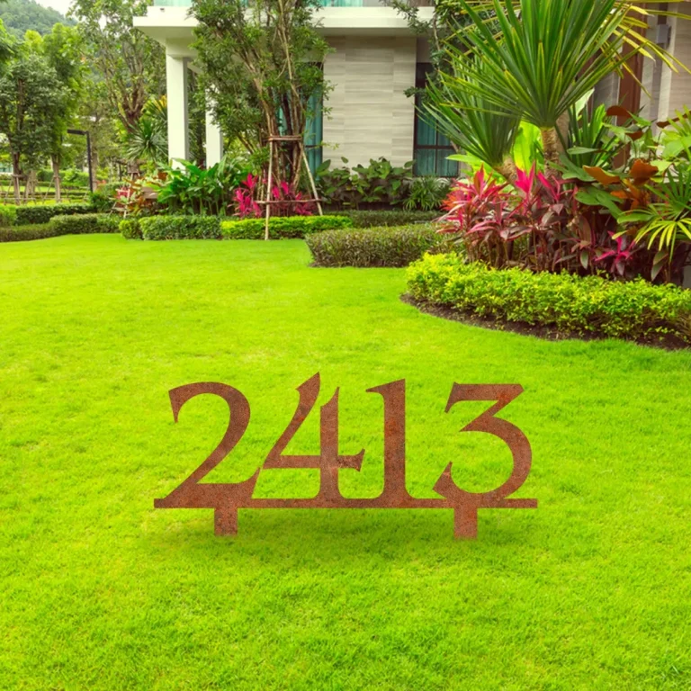 Custom Address Rusted Metal Sign, Address Oversized Backyard Stake