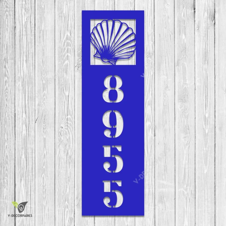 Customized Address Seashell Beach Holiday Vertical Metal Wall Decor, Seashell, Shells Laser Cut Plaque