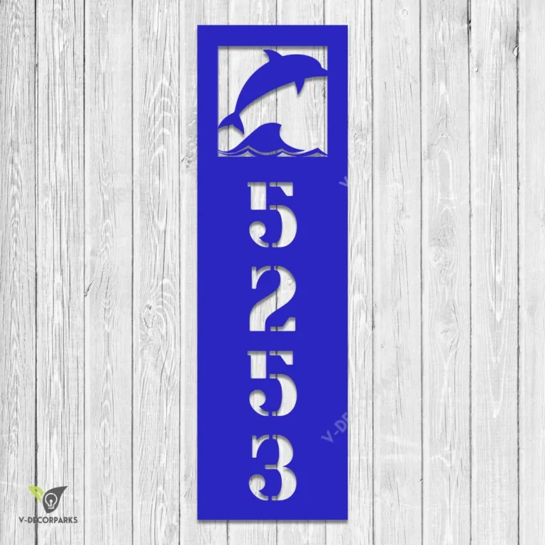 Custom Address Jumping Dolphins Beach Vertical Metal Wall Decoration, Jumping Dolphins Stainless Decor