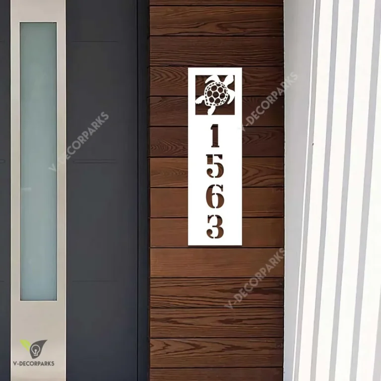 Customized Address Sea Turtle Beach House Vertical Metal Art, Turtle Welded Artwork For Her
