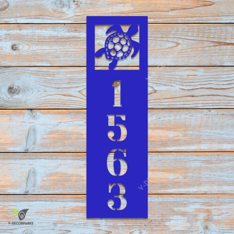 Customized Address Sea Turtle Beach House Vertical Metal Art, Turtle Welded Artwork For Her