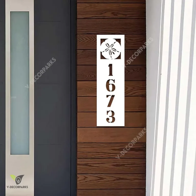 Custom Address Sand Dollar Beach Vertical Metal Sign, Sand Dollar Black Artwork