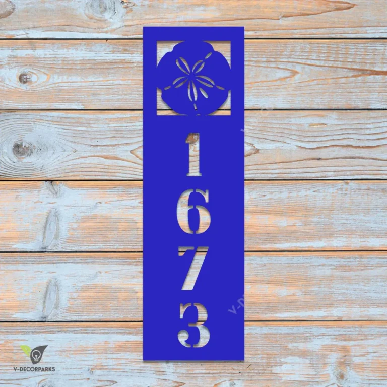 Custom Address Sand Dollar Beach Vertical Metal Sign, Sand Dollar Black Artwork
