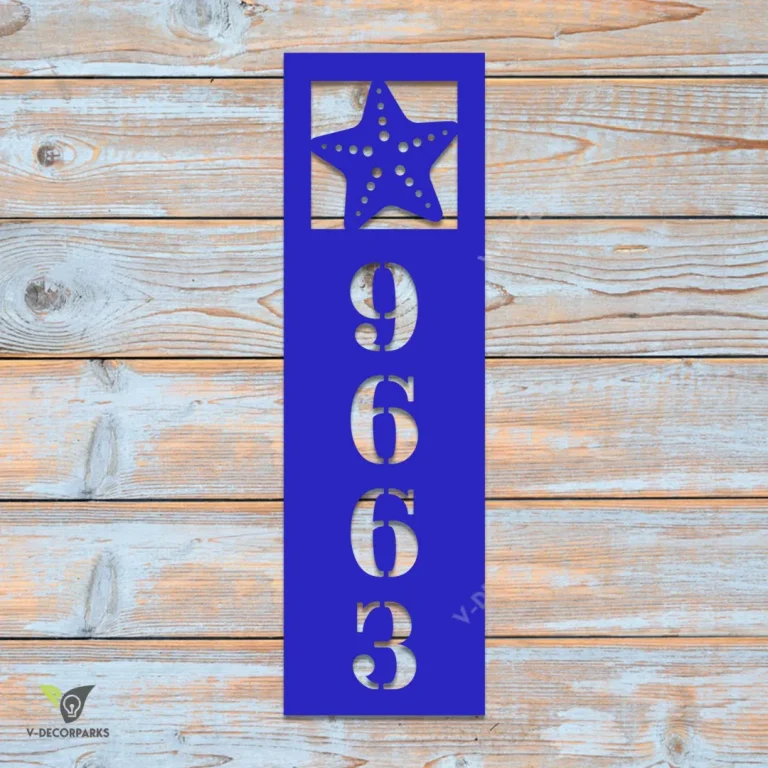 Personalized Address Starfish Beach Vertical Metal Art, Starfish Sea Creatures Coast Cut Decoration