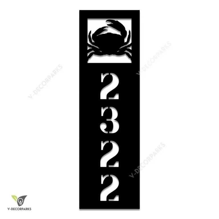 Personalized Address Crab Beach Vertical Metal Sign, Crab Weatherproof Plaque