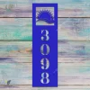 Customized Address Sunrise On Beach Vertical Metal Sign, Sun, Sunset Metallic Wall Hanging