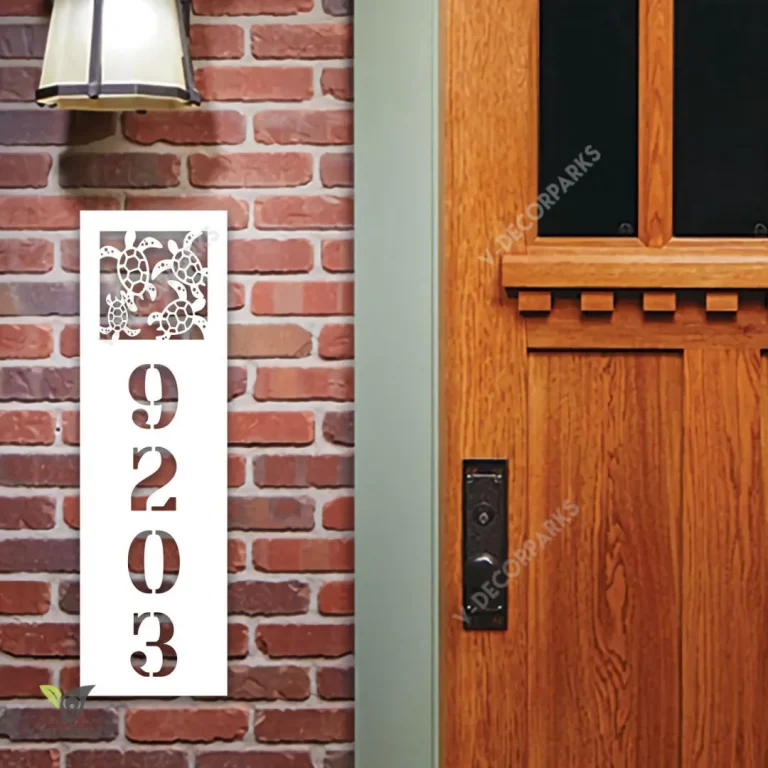 Custom Address Turtle Family Vertical Metal Sign, Turtles Beach Outer Decor