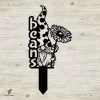 Beans Gnome Holding Sunflower Metal Garden Decoration, Beans Sunflower Vegetables Markers Steel Stake Metal Sign