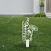 Beans Gnome Holding Sunflower Metal Garden Decoration, Beans Sunflower Vegetables Markers Steel Stake Metal Sign