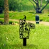 Beans Gnome Holding Sunflower Metal Garden Decoration, Beans Sunflower Vegetables Markers Steel Stake Metal Sign