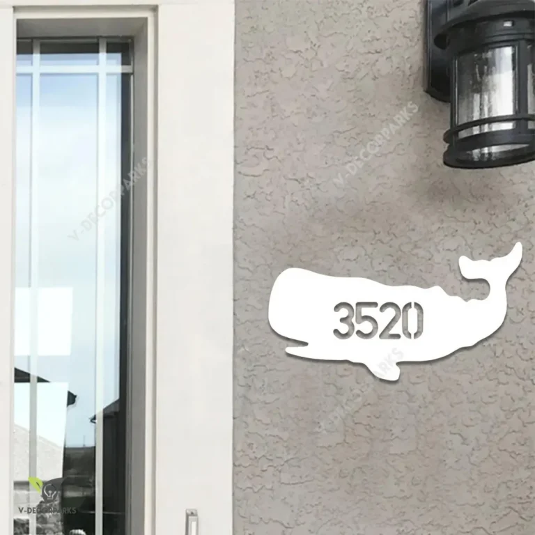 Customized Addres On Sperm Whale Metal Art, Sperm Whale Silhouette Artwork