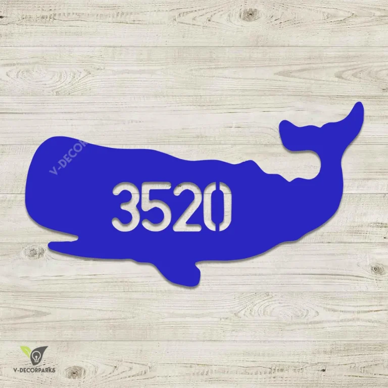 Customized Addres On Sperm Whale Metal Art, Sperm Whale Silhouette Artwork