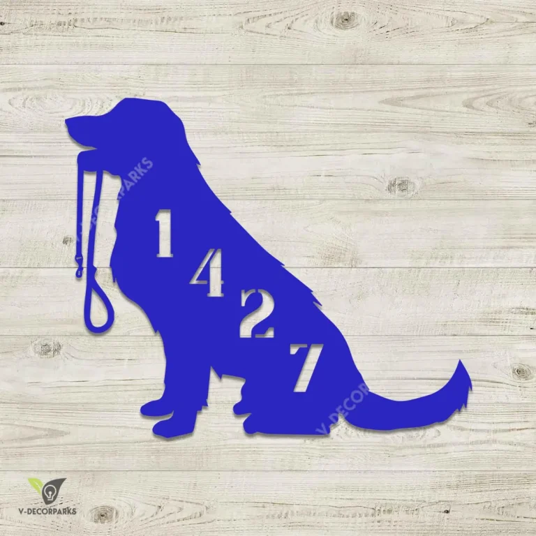 Personalized Address Good Boy Dog Metal Wall Decor, Golden Retriever Dog Outdoor Decoration