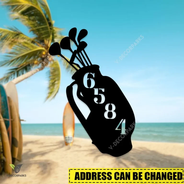 Custom Address Golf Bag Metal Sign, Golf Bag, Golfer Sport Decorative Plaque