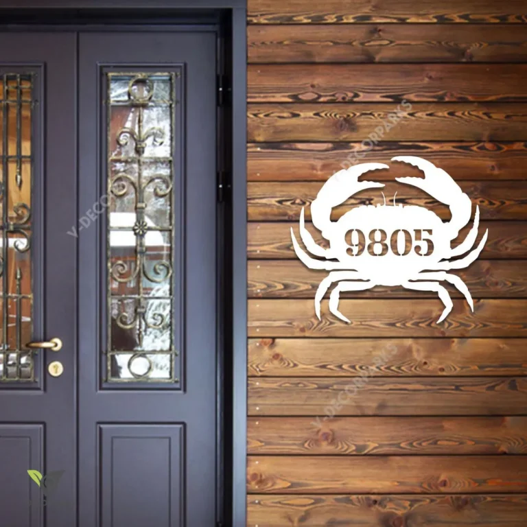 Personalized Address Crab Metal Art, Crab Sea House Decoration