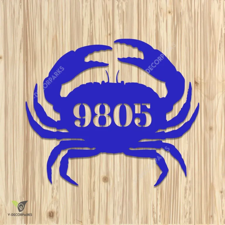 Personalized Address Crab Metal Art, Crab Sea House Decoration