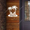 Custom Palms And Chairs On Beach Metal Wall Decor, Island Resort Decorative Wall Hanging