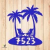 Custom Palms And Chairs On Beach Metal Wall Decor, Island Resort Decorative Wall Hanging