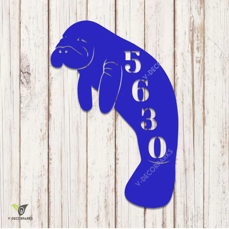 Customized Cute Manantee Metal Sign, Manantee Ocean House Plaque
